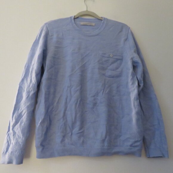 OUTERKNOWN Palisades Pocket Button Crew Merino Wool Sweater in Pale Blue Size L - Picture 8 of 15